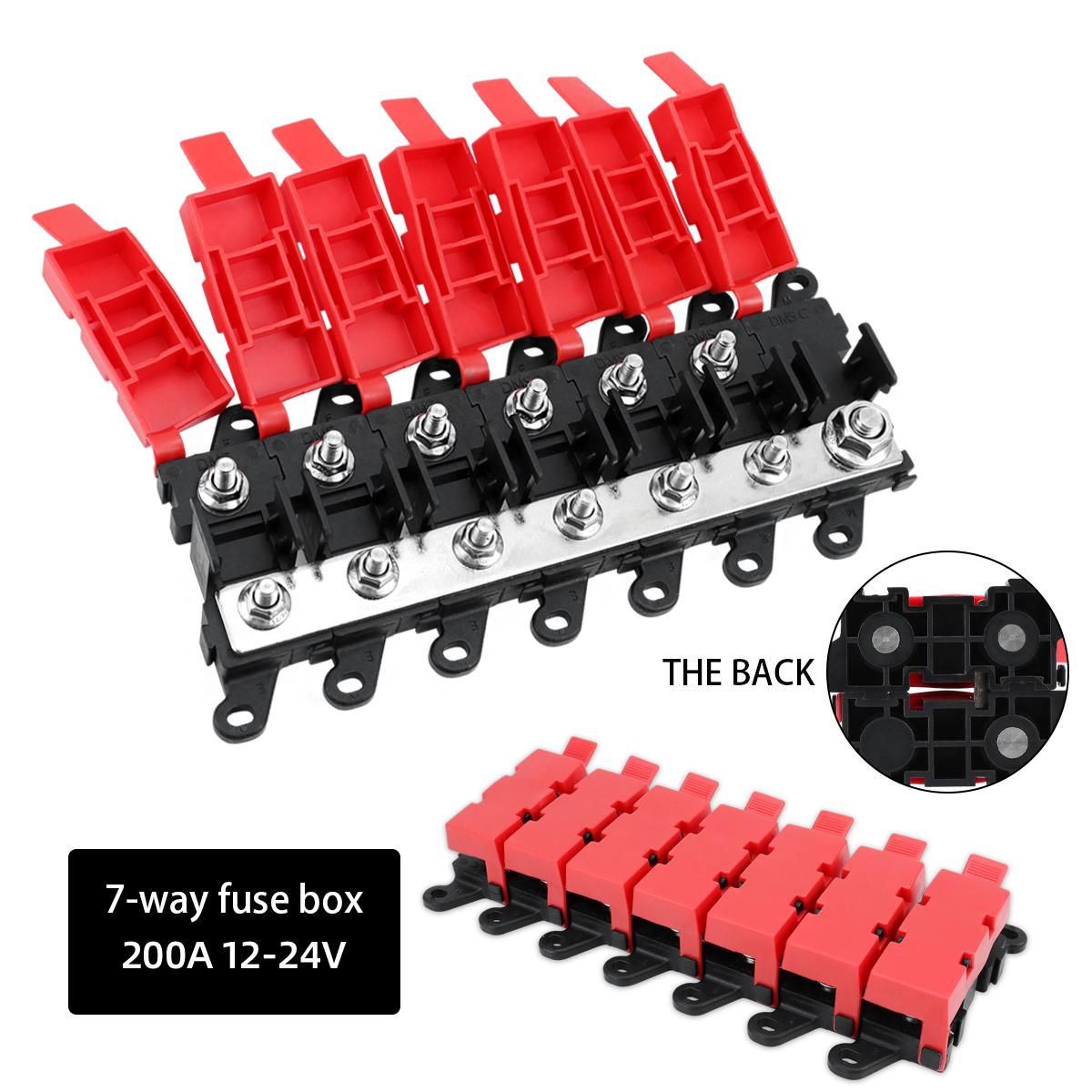 Universal High Ampacity BDFS 1-7 Position Fuse Panel w/ Multi-Amp Fuses Fits Vehicles and Mobile Systems