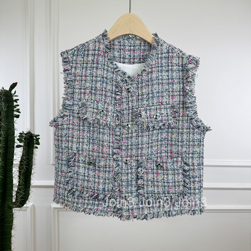 2025 Spring Summer Autumn Womens Fashion New Style Elegant Small Fragrance Style Vest Slimming Short Vest Top