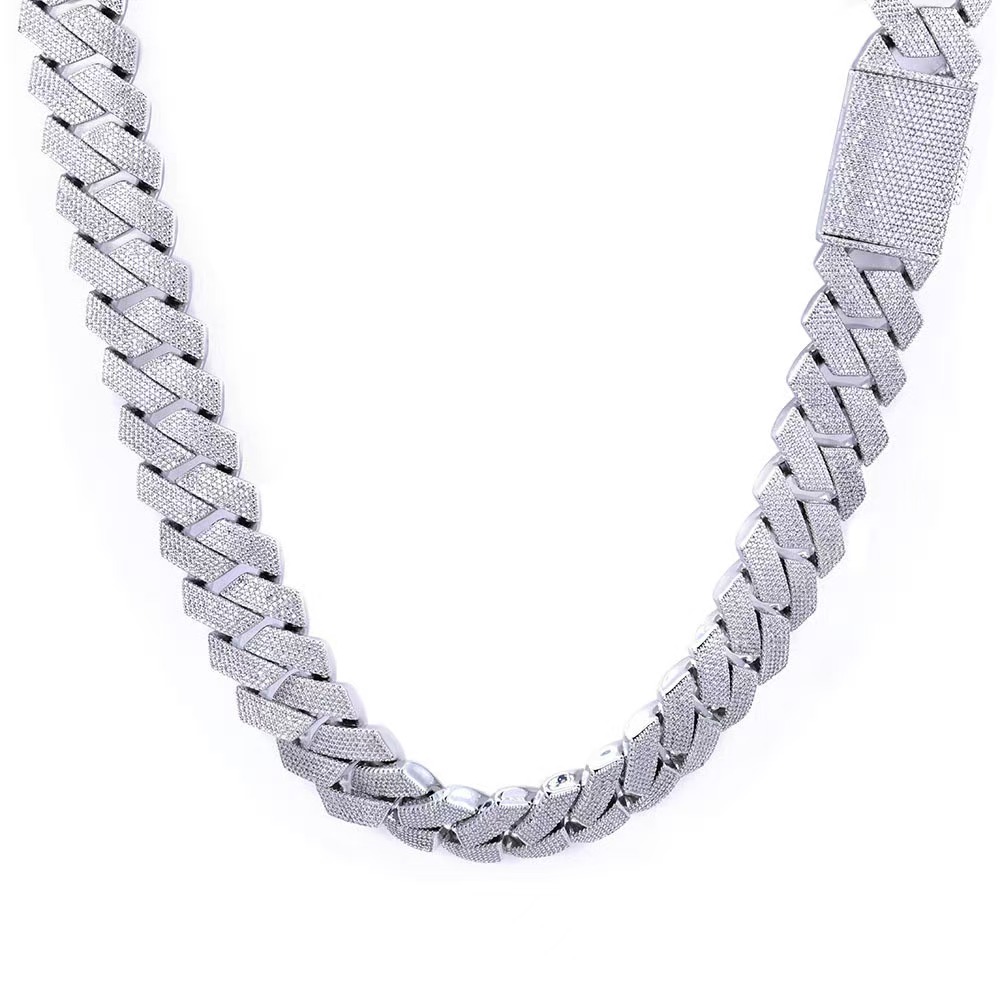 pass test 8-14mm wide GRA moissanite dia gold Sterg Sier cuban k chain for Men Hip Hop necklace Free shipping