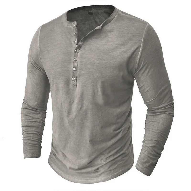 Vintage Mens Henley Shirts Men Cotton Long Sleeve T Shirt Hip Hop Punk Knight Tops Oversized Tee Clothing 250729