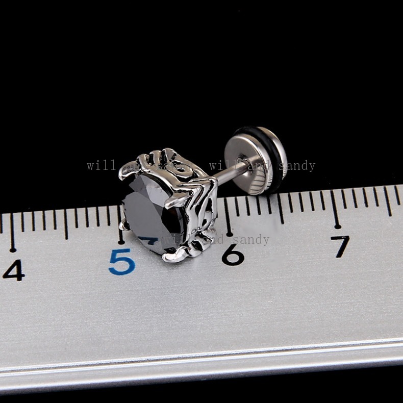 Anti Allergy Stainless Steel Cubic Zircon Stud Earrings Designer Jewelry Screw Back Floral Diamond Hypoallergenic Ear Rings for Men Women Hip Hop Fine