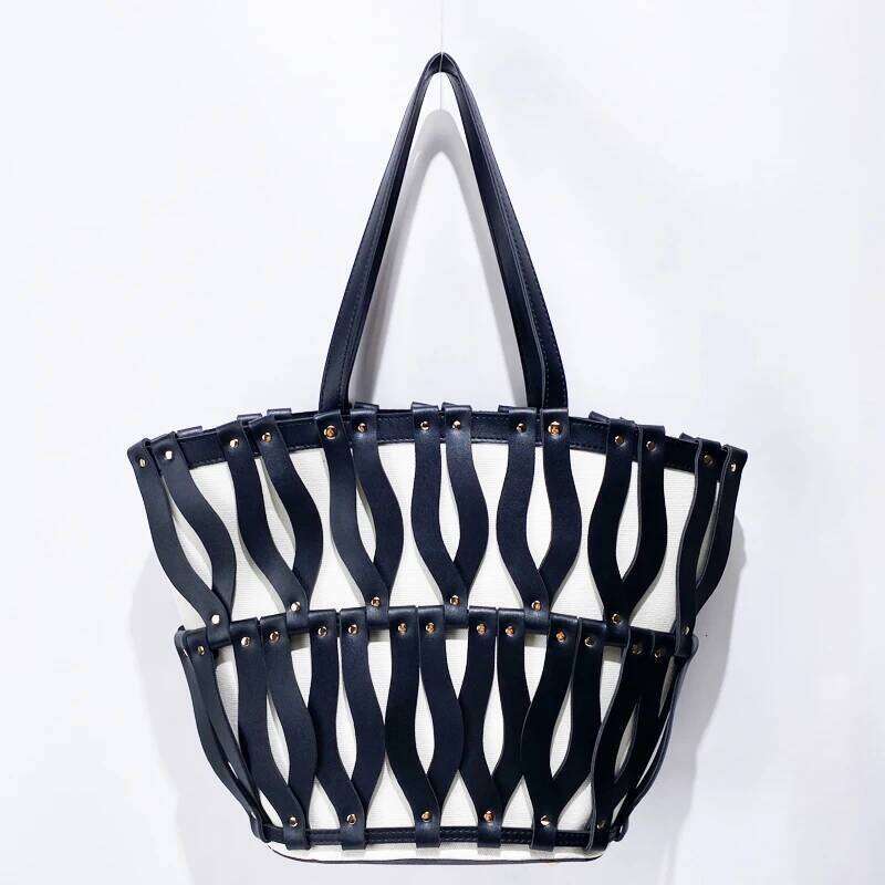 Women's Bags Designer Women's Bags Designer Beach Tote Bags For Women Designer Handbags Purses New In PU Canvas Weaving Hollow Large Capacit