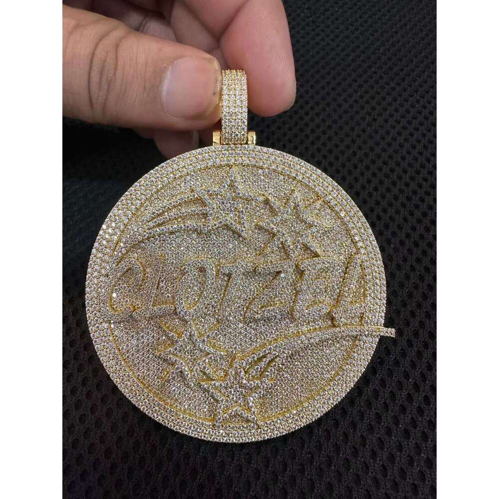 3D Pyroxene Ball Pendant Men's VVS Shiny Charm Necklace with Tester Hip Hop Jewelry