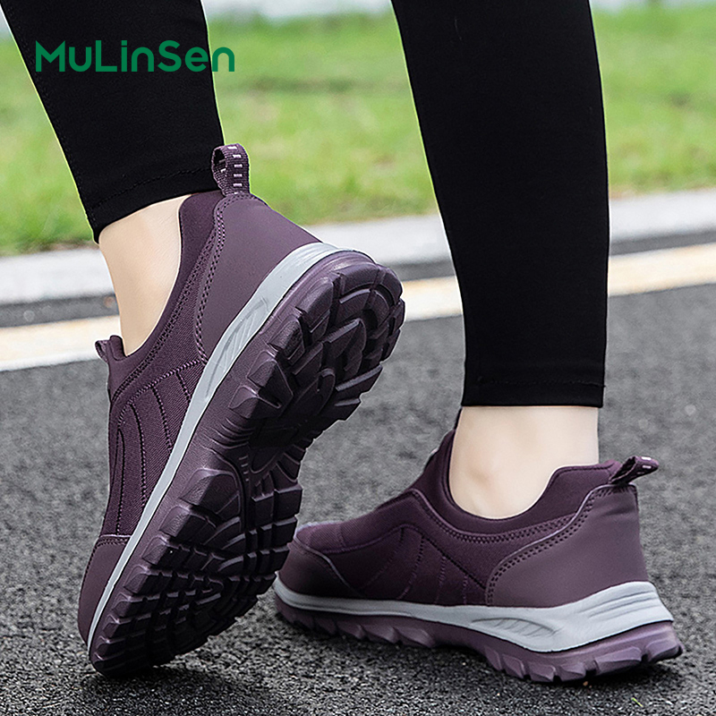 Mulinsen women's shoes, four seasons single shoes, casual shoes, soft sole breathable mesh shoes, slip-on shoes for moms, sports shoes