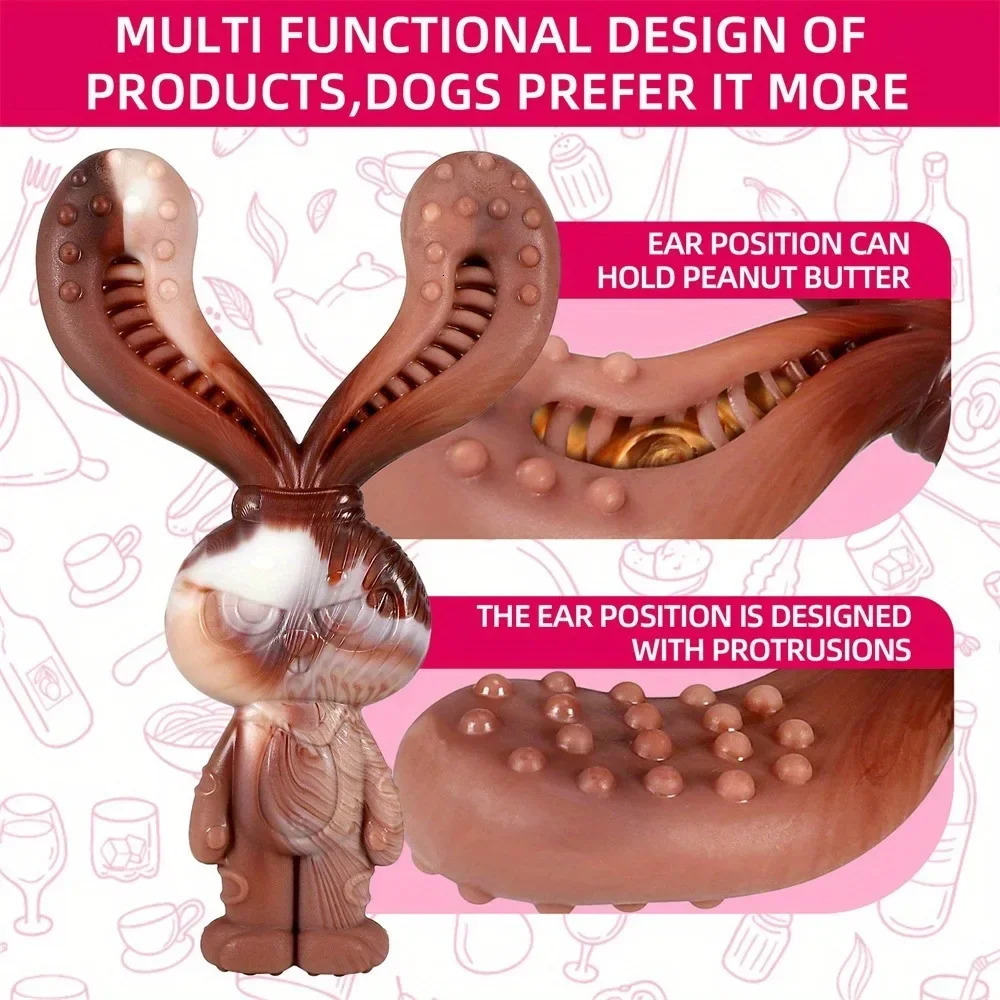 Indestructible Dog Chew Toy Nylon Rabbit Shaped Beef Flavor For Medium And Large Dogs 30120lb Strong Chewing 250729