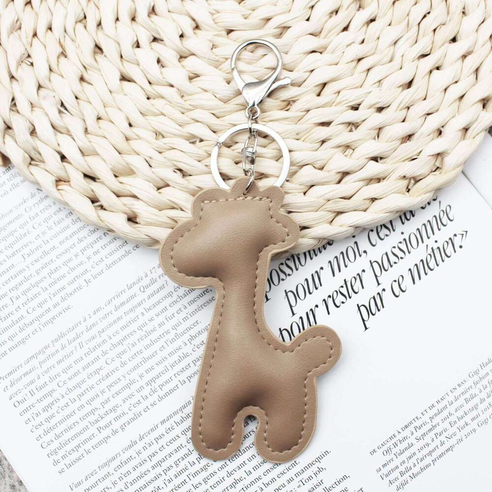 Ins Style Cloud Lightning Summer Panda Giraffe Fruit PU Printed Leather Pendant Keychain Bag Charm