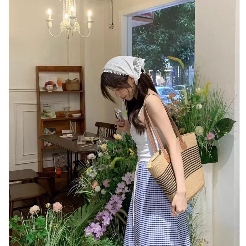 New high-capacity shoulder bag, cotton woven bag, new hollow mesh handbag, designer bag, beach vacation crossbody bag