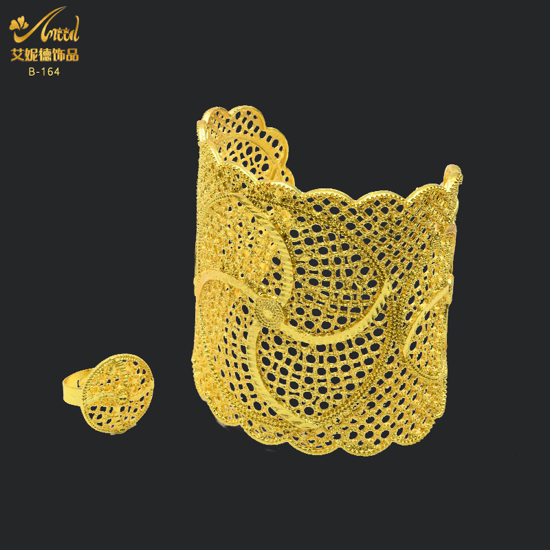 Bride Gold Color Dubai Bangles For Women African Ethiopian Bracelets Wedding Jewelry Party Gifts 241125