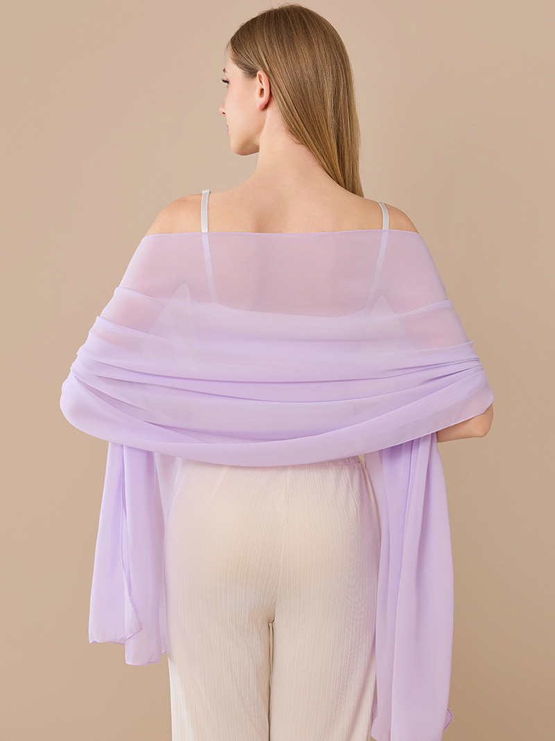 K1517 European and American cross-border pure color chiffon long shawl bride bridesmaid wedding dress prom party dinner shawl female