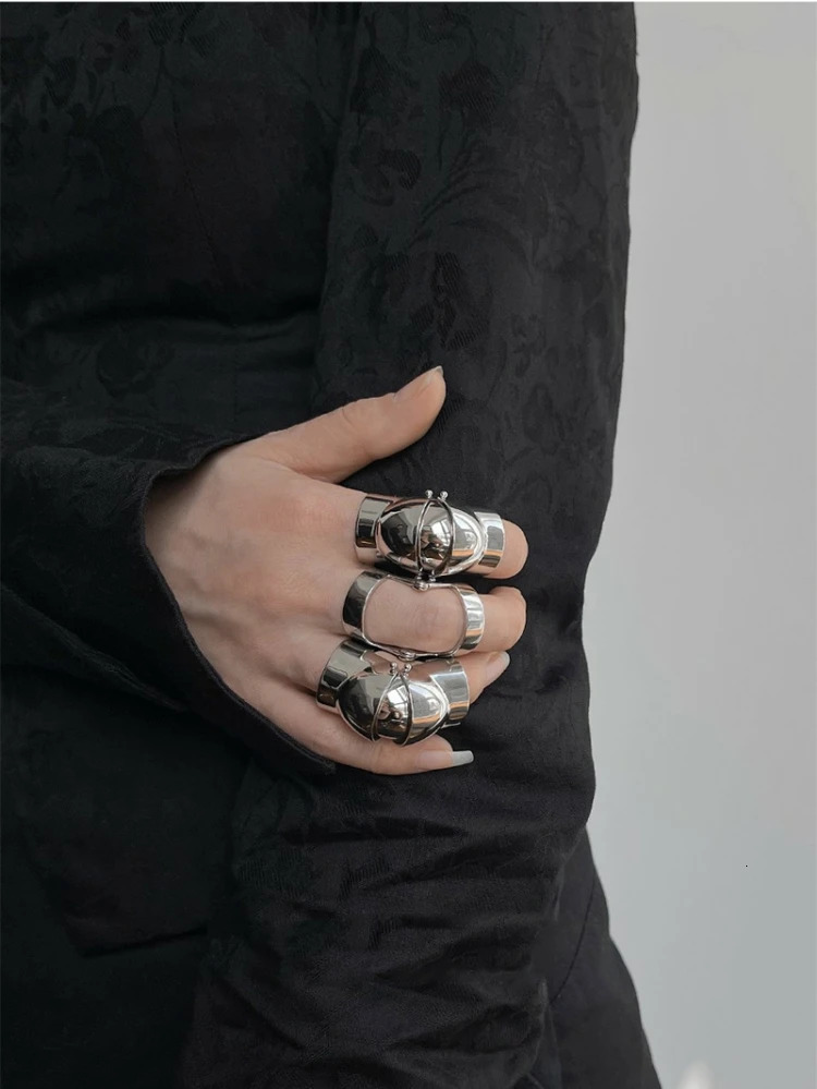 Punk Y2K Trend Ins Armour Ring forefinger joint Charm Ring Rock Adjustable Manual Ring For Men Women Jewelry Gift 250729