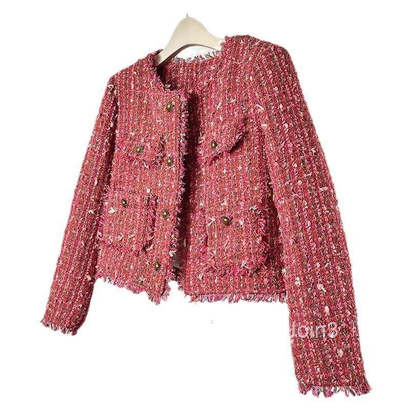 Winter High end Tassel Style Slim Top Round Neck Single breasted Small Fragrant Inner Tank Down Coat Short