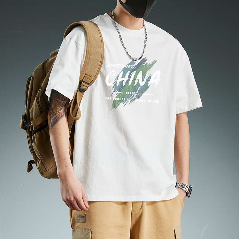 Designer T Shirt Japanese Style Summer Round Neck T-Shirt Men's Short Sleeve Top Trendy Loose Half Sleeve Fashion Printed Cotton Tee Shirt Graphi