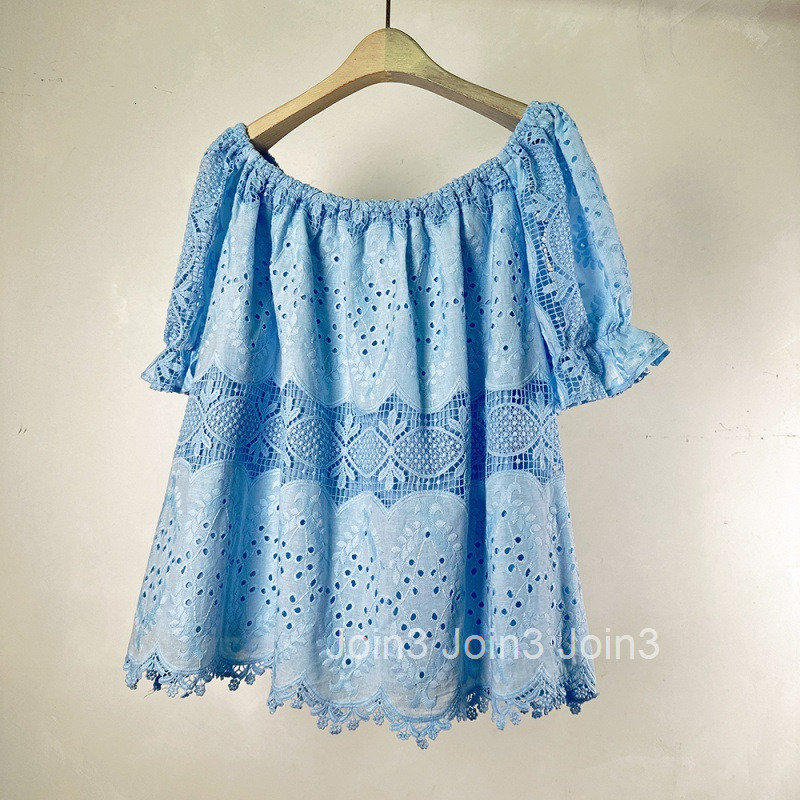 2025 Summer New Design Sense Niche Slimming Short Sleeve Top Fairy Off-Shoulder Lace Blouse for Women