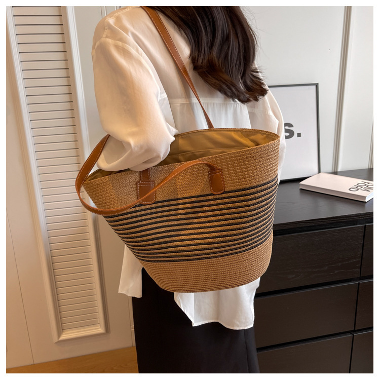 New high-capacity shoulder bag, cotton woven bag, new hollow mesh handbag, designer bag, beach vacation crossbody bag