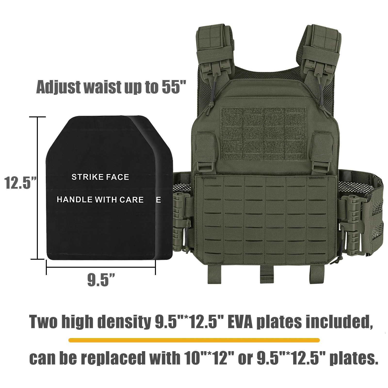 KRYDEX Tactical Vest Laser Cut MOLLE LAVC Plate Carrier Vest with Front Back Flap 500D Quick Release Combat Paintball Men Vest Z250728