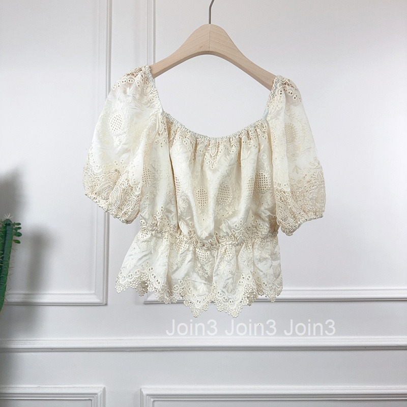 2025 Summer New Lace-Up Elegant Short Blouse French Style Slim Waist Short Sleeve Shirt for Women