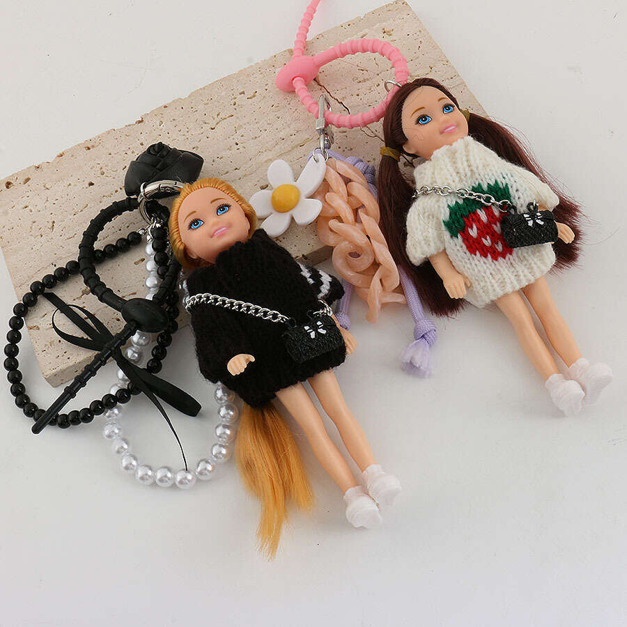 Cute Style Knitted Doll Bag Cartoon Car Keychain Backpack Pendant Couple Gift