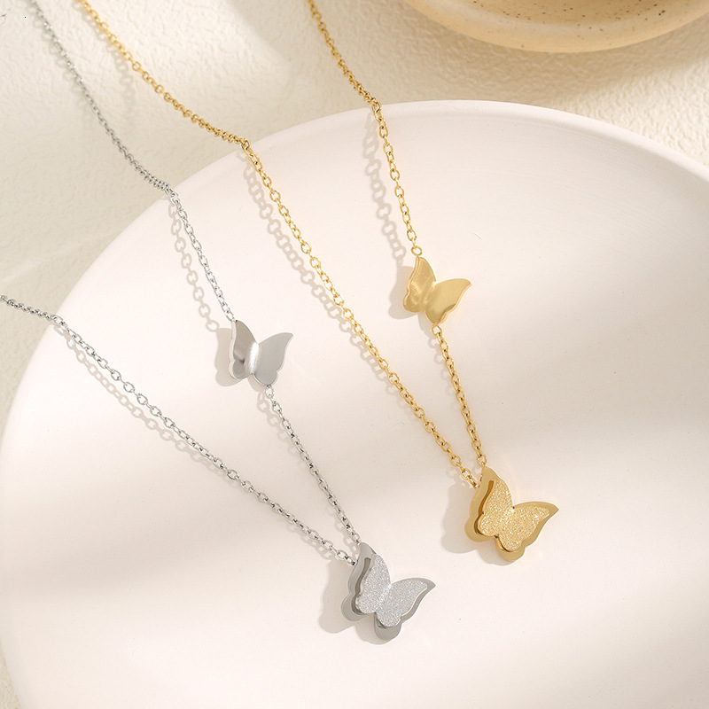 Butterfly Necklace for Women Simple Niche Design Versatile Titanium Steel Non-Fading Jewelry Jewelry for Women