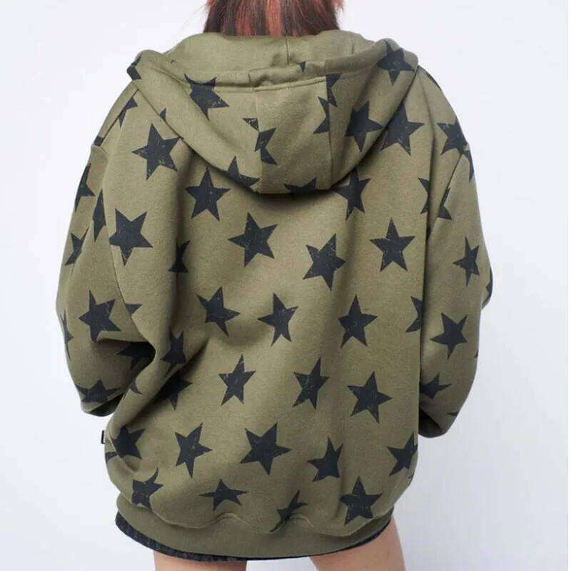 hoodie Y2k Clothes Vintage Star Oversized Jacket Haruku Goth Long Sleeve Women Sweatshirt 2000s Hip Hop Zip Up Hoodies Top jacket