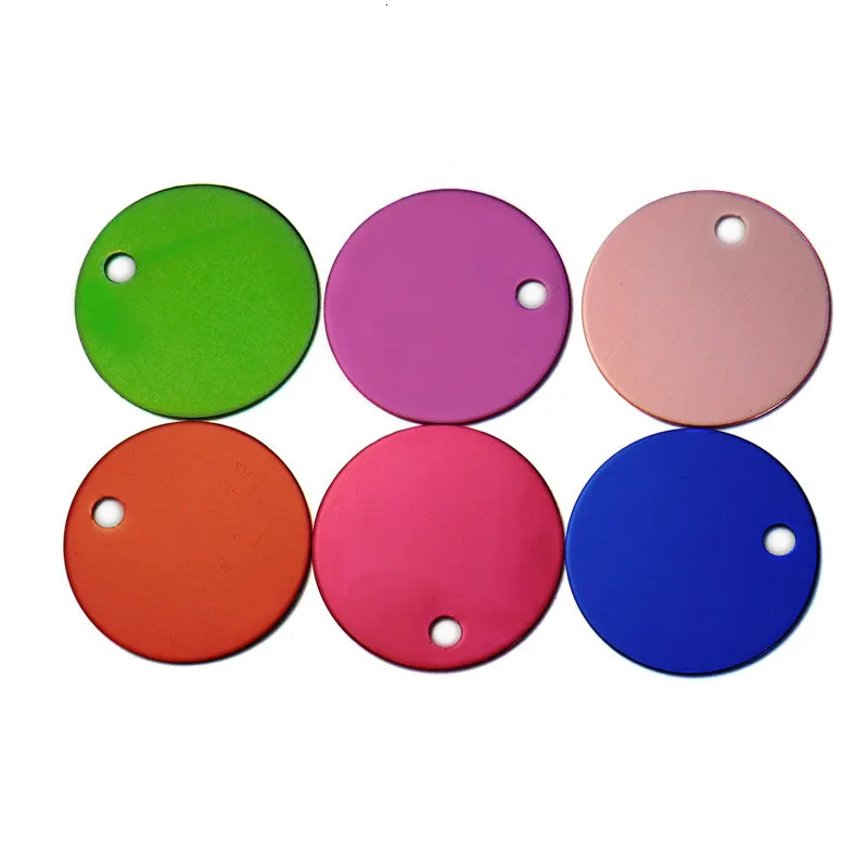 Wholesale 100Pcs Round Tags Dog Pet Id Tags Aluminum Anodizing NamePlate Engraved Dog Number ID Tag Card Charm Personalized 250729