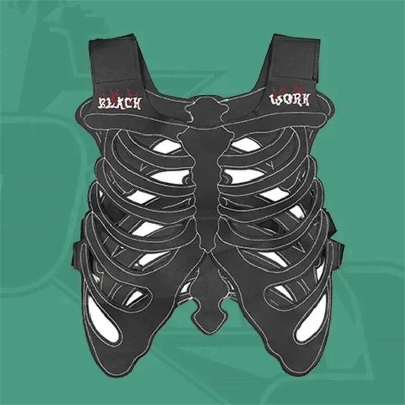 HKSH Mens Dark Niche n Skull Hollow Skeleton Vest Women High Street 3D Waistcoat PU Leather Outwear Tank Tops HK0606 y250725