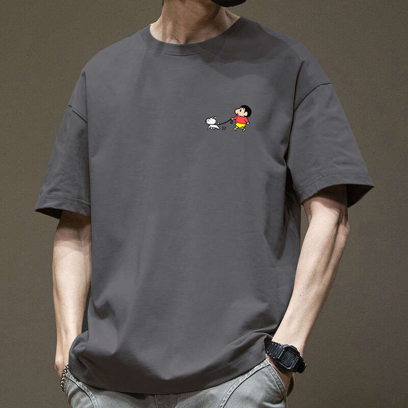 Designer T Shirt Heavyweight Pure Cotton Hong Kong Style Short Sleeve T-Shirt For Men Summer Cartoon Loose Trendy Ins Couple Matching Top Graphic Tee 