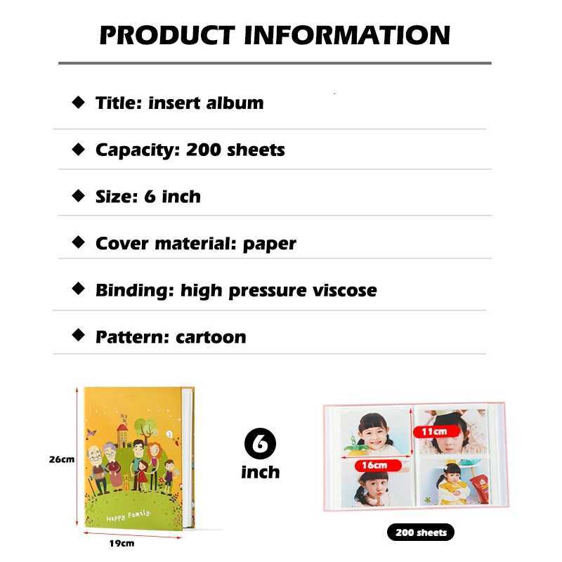 6-inch Photo Albums 200Pcs Large Capacity Foldout Family Photo Album Children Growth Album Plastic Sealed Photo Album Z250729