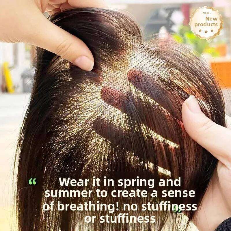 Cloud-Like Thin Extension Pieces Real Human Hair Invisible Natural Looking Female Top Light Weight Wig Front Bangs