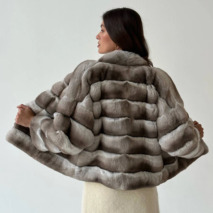 Women Chinchilla Fur Jacket For Women Natural Fur Coat Fluffy Jacket Rabbit Fur Coat Women Selling Clothes For 250723