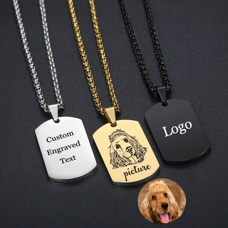 1PC Hip Hop Military Style Stainless Steel Dog Tag Pendant Necklace for Men Women Personalized Engraved Id Card Name Jewelry 250729