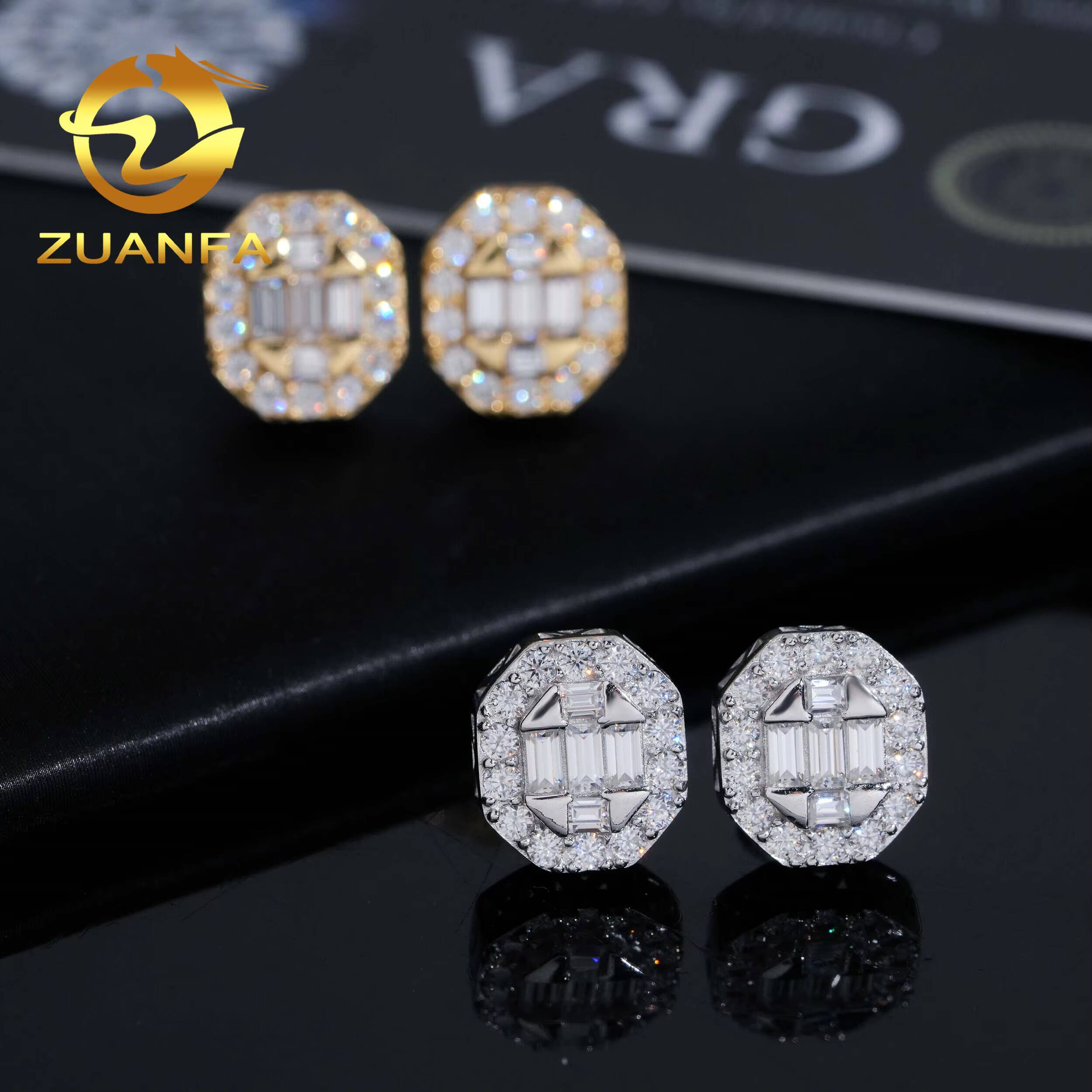 Fashion Mens Moissanite Earrings 925 Silver Stud Earrings Iced Out Hip Hop Earrings Moissanite Screw Back