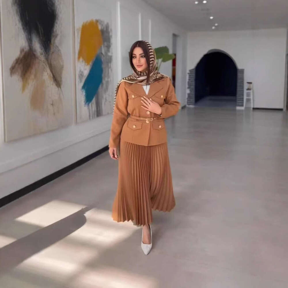 2025 Cross-Border Elegant Long Set Women's Pleated Skirt