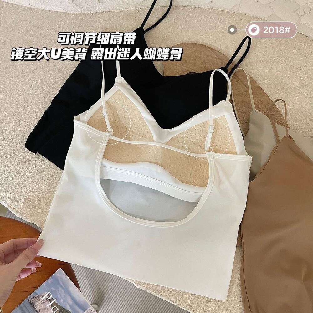 Designer T Shirt Summer Ice Silk Backless Camisole With Chest Pad Bra Integrated Inner Wear Base Layer Hot Girl Tube Top Outerwear