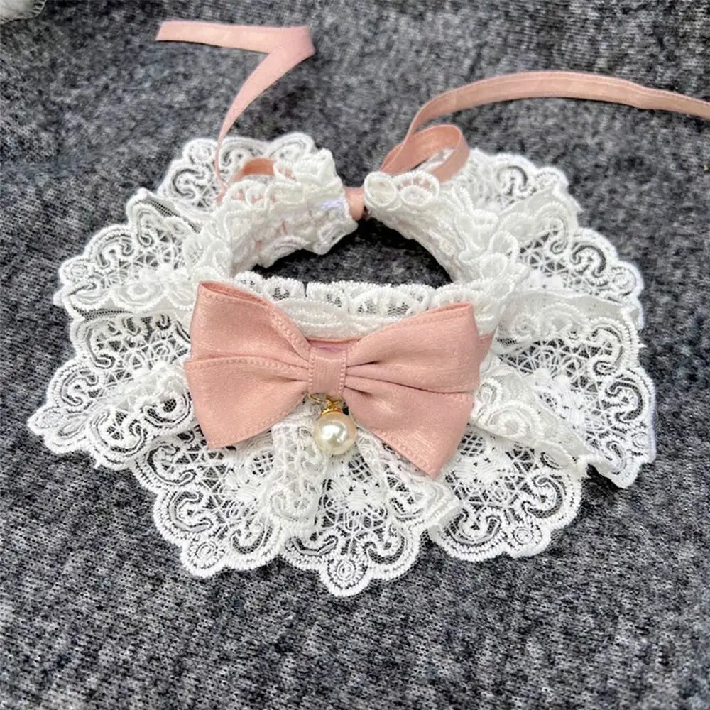 Fashion Neck Strap Dog Saliva Towel Neckerchief Pearl Collar Puppy String Bib Lace Bowknot 250729