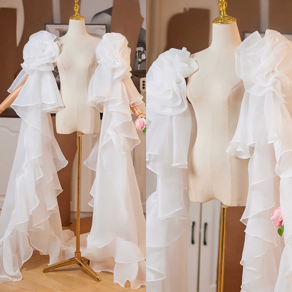 Sweety Bride Wedding Cuff Cover Arm Sleeves Evening Shawl Tulle Floor Length Bridal Oversleeve Accessories Customized