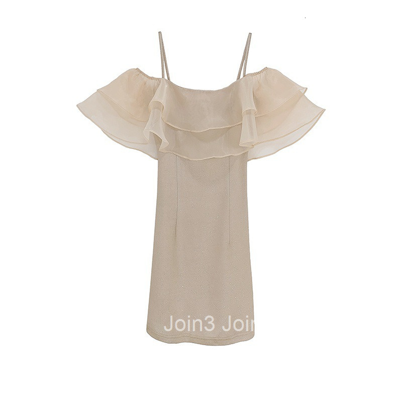 Summer New Women Pure Desire Style French Sexy High J Ruffle Collar Slim Strap Dress Short Dress