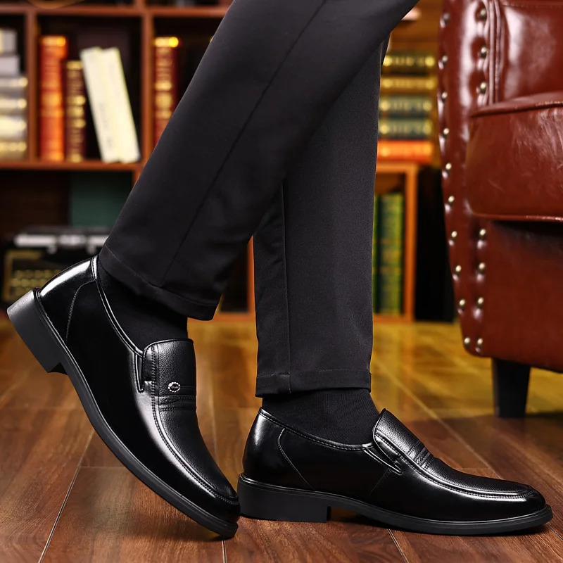 Men Flat/5cm Dress Shoes Formal Leather Elevator Shoes Height Increase Shoes Mens Business Wedding Oxfords Zapatos De Hombre 250725