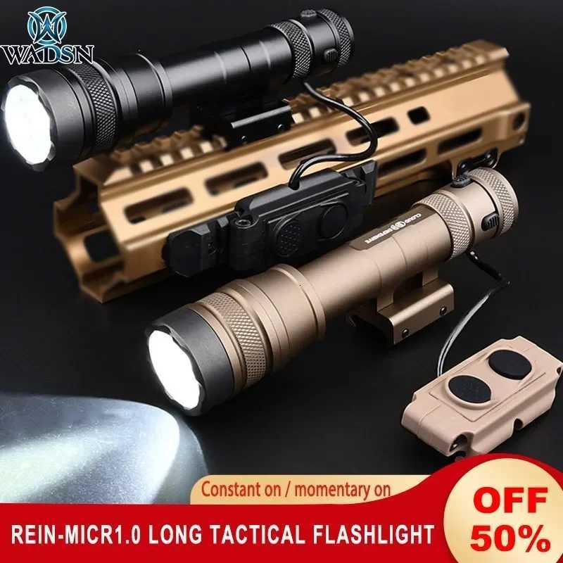 WADSN Defense REIN-Micr1.0 Tactical Flashlight 1300 Lumens Hunting Airsoft White LED Scout Light Mount For 20MM M-Lok Keymod RailXJ250728