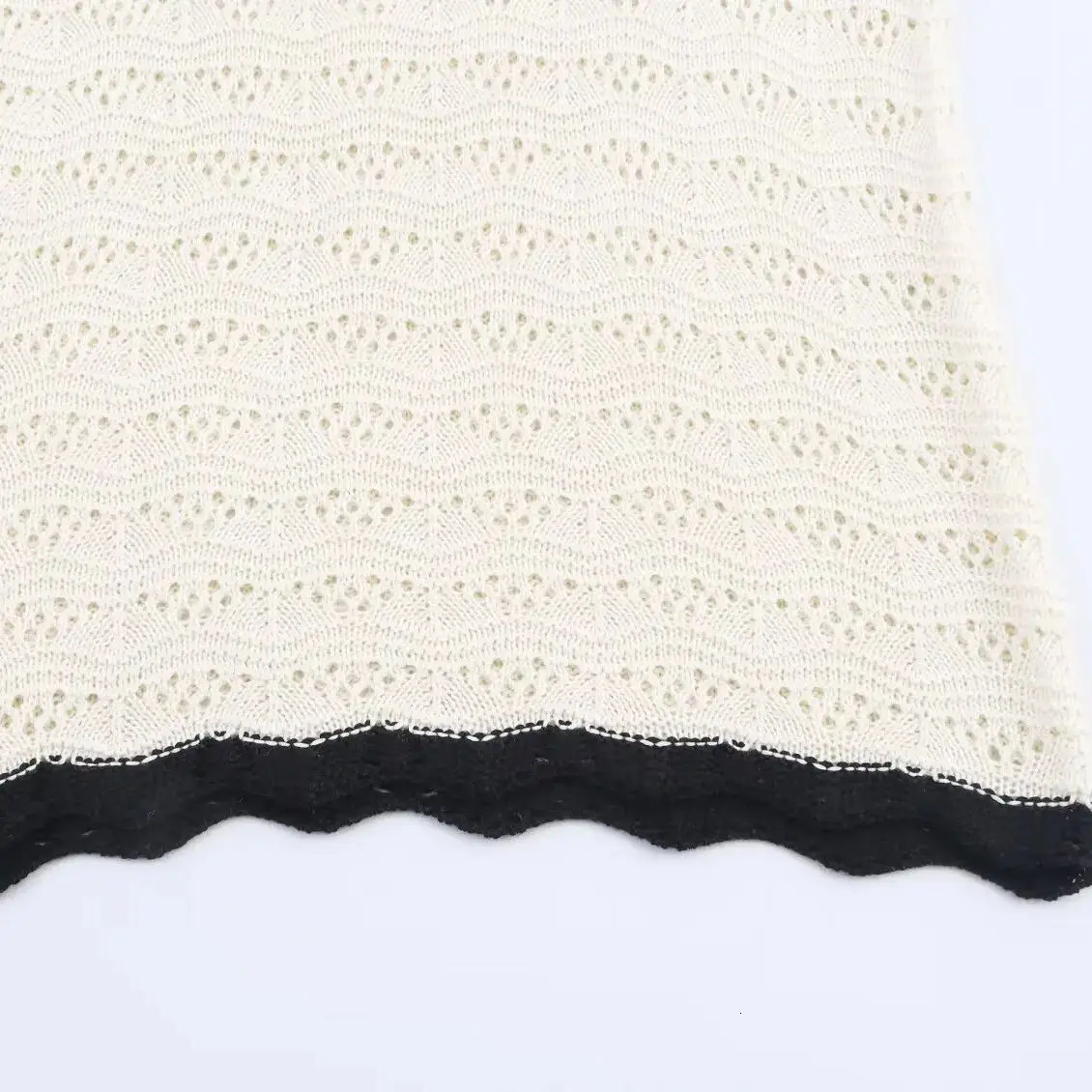 TRAF Women Summer Product Fashion Knitted Hollow Out Versatile Tank Top Casual Elastic Waist Skirt Set for Women 250729