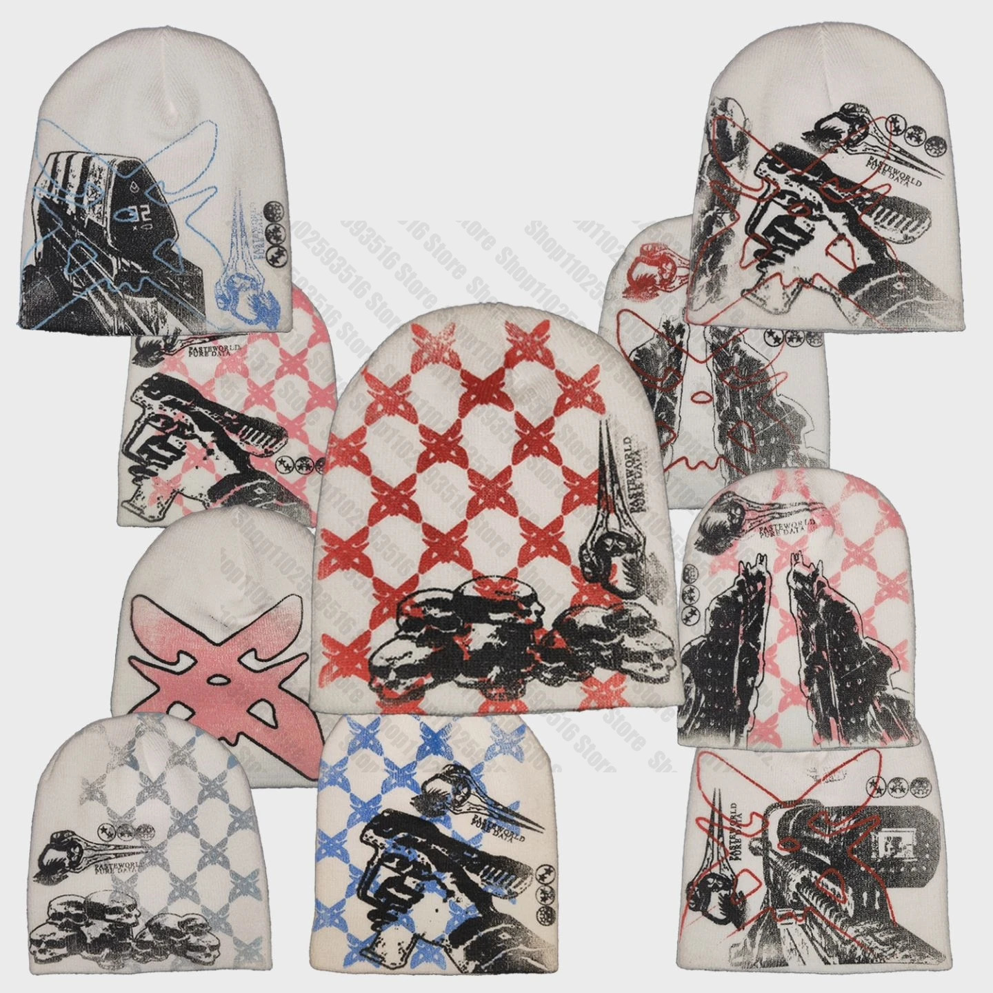 Winter Accessories Knitted Hat Gothic Print Beanies Y2k Harajuku Funny Hats Cute Punk 2000s Trend Mens Caps Vintage Emo Womens 250724