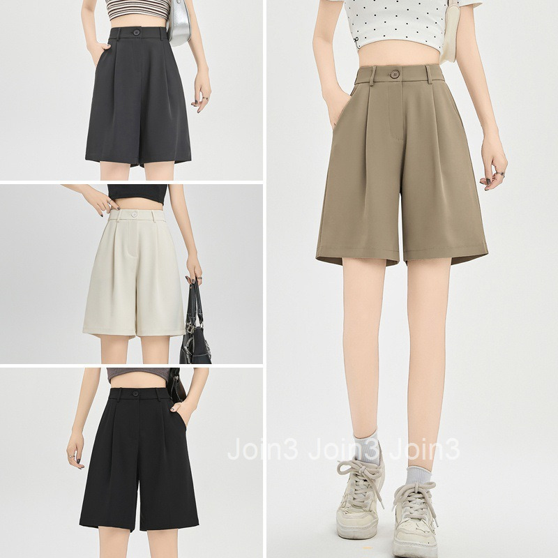 Summer New Large Size Suit Shorts for Women Thin Casual Wide-Leg Shorts Mid-Length Five-Point Pants with Draped Effect