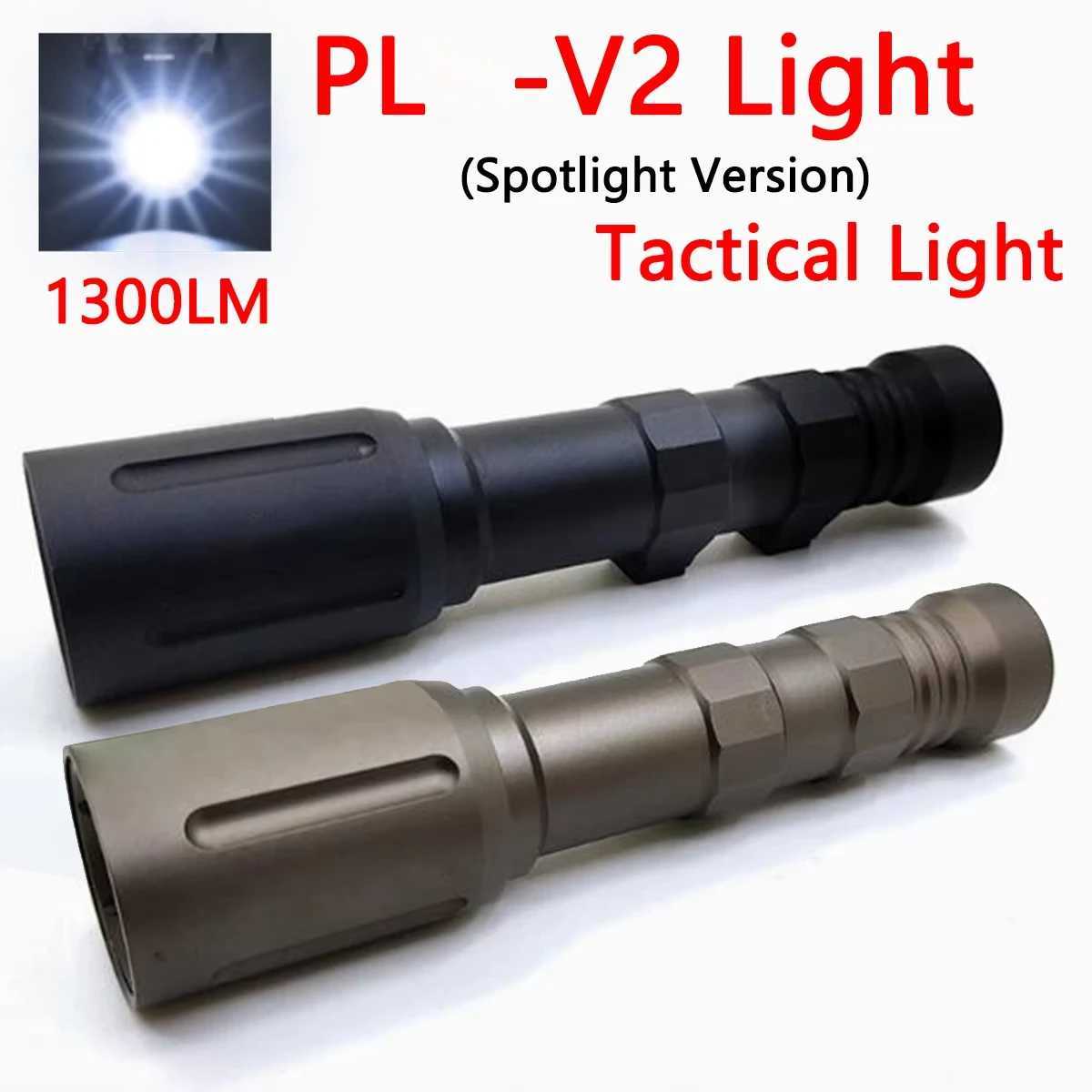 PL V2 Flashlight Spotlight Version Hunting Weapon PL -V2 Scout LED Light 1300 Lumen Fit 20MM Rail Keymod MLOK Mount R250728