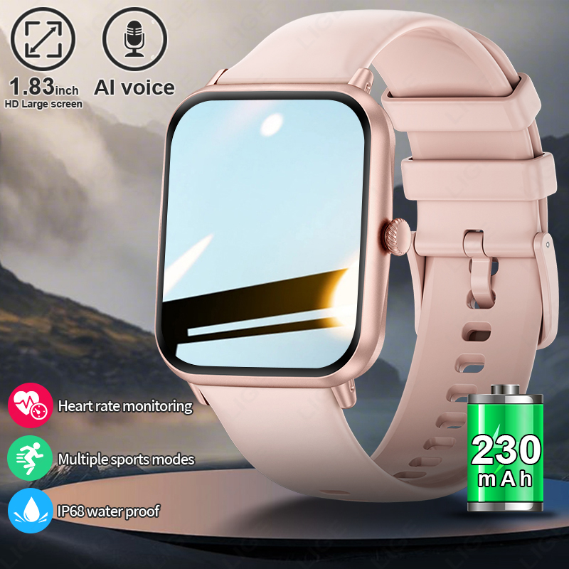 LIGE Smart watch answer/call calls fitness watch with heart rate sleep IP68 waterproof 100 sports modes, pedometer Step-counting blood pressure health