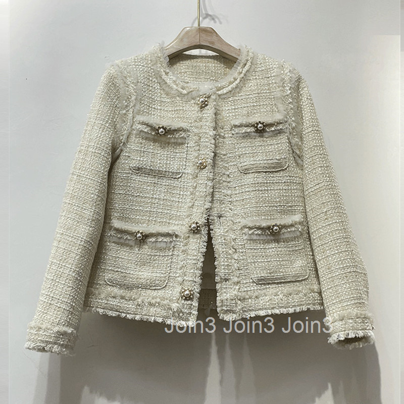 French Style Thick Woolen Tweed Small Fragrance Down Jacket for Women Thickened Winter New Fashion Tassel Stylish Youthful