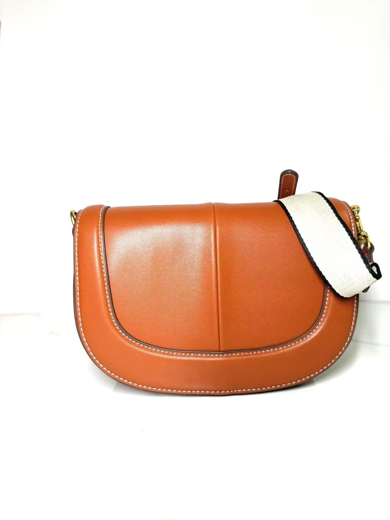 DHAL Spanish Women's 2025 New Saddle Magnetic Clasp Flap Stitching Decor Crossbody Bag Ba'g's Leather