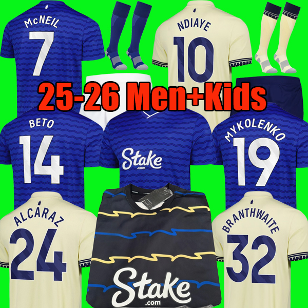 McNEIL BETO Evertoon 25 26 Soccer Jerseys NDIAYE 2025 2026 TARKOWSKI MYKOLENKO football shirt BRANTHWAIT GANA CALVERT-LEWIN jersey Men Kids Kit set uniform