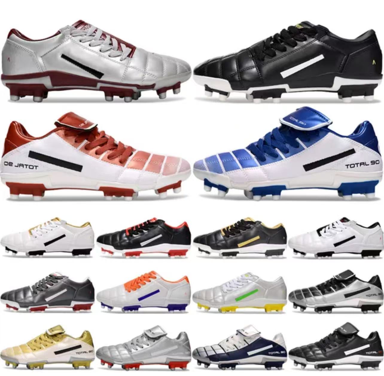 2025 Top Total 90 III FG Soccer Shoes For Men Football Boots Leather T90 Designer Cleats Metallic Silver Black Bred Gold Big Boys Outdoor Sneakers Size 39-45