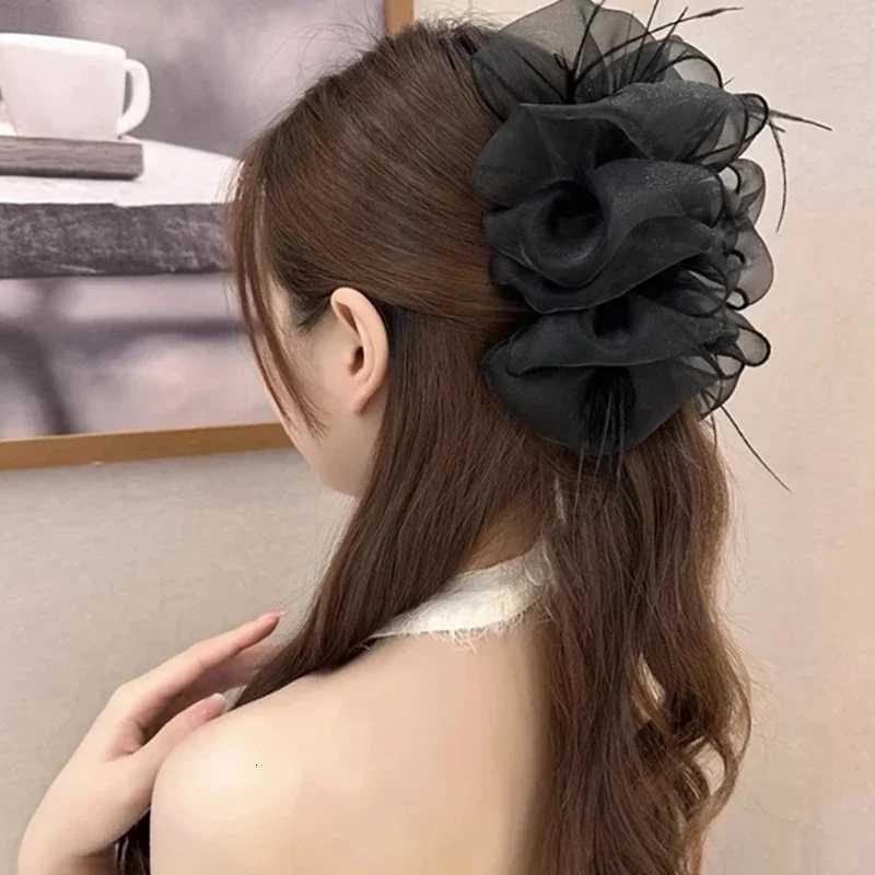 Mesh Bow Grip Clip Women Girls Sweet Elegant Black Large Hair Clip Shopping Wedding Daily Hair Clips Fashion Hair Accessories Z250729