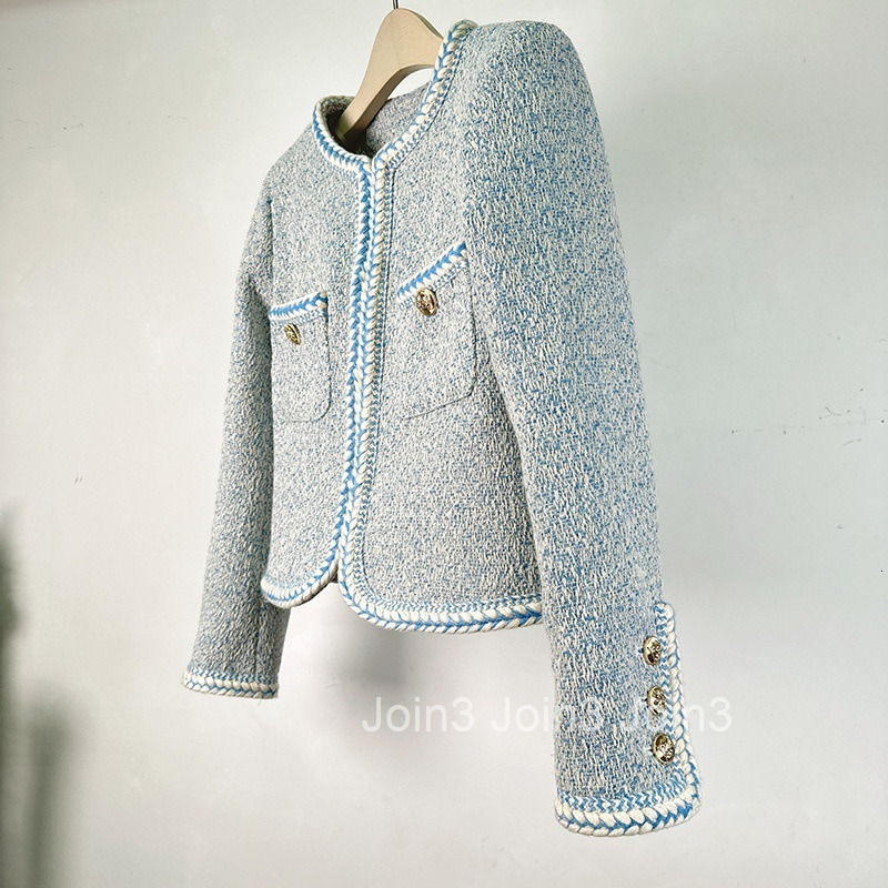 Autumn and Winter New French Simple Temperament Thick Tweed Small Fragrant Coat Short Womens Slim Fit Suit