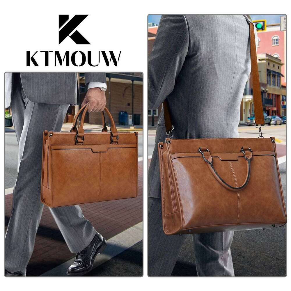 Women Tote Waterproof Leather Professional Work Laptop Large Capacity Office Computer Teacher Shoulder Bag OLOEY
